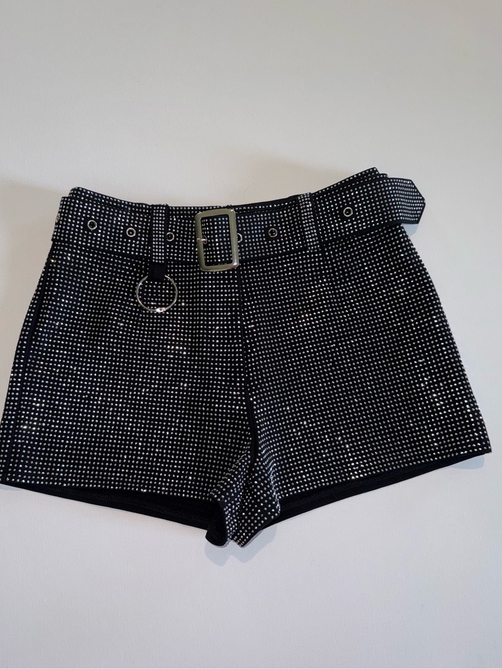 AKIRA Rhinestone Studded High Waist Shorts Black Size Large - Picture 3 of 9
